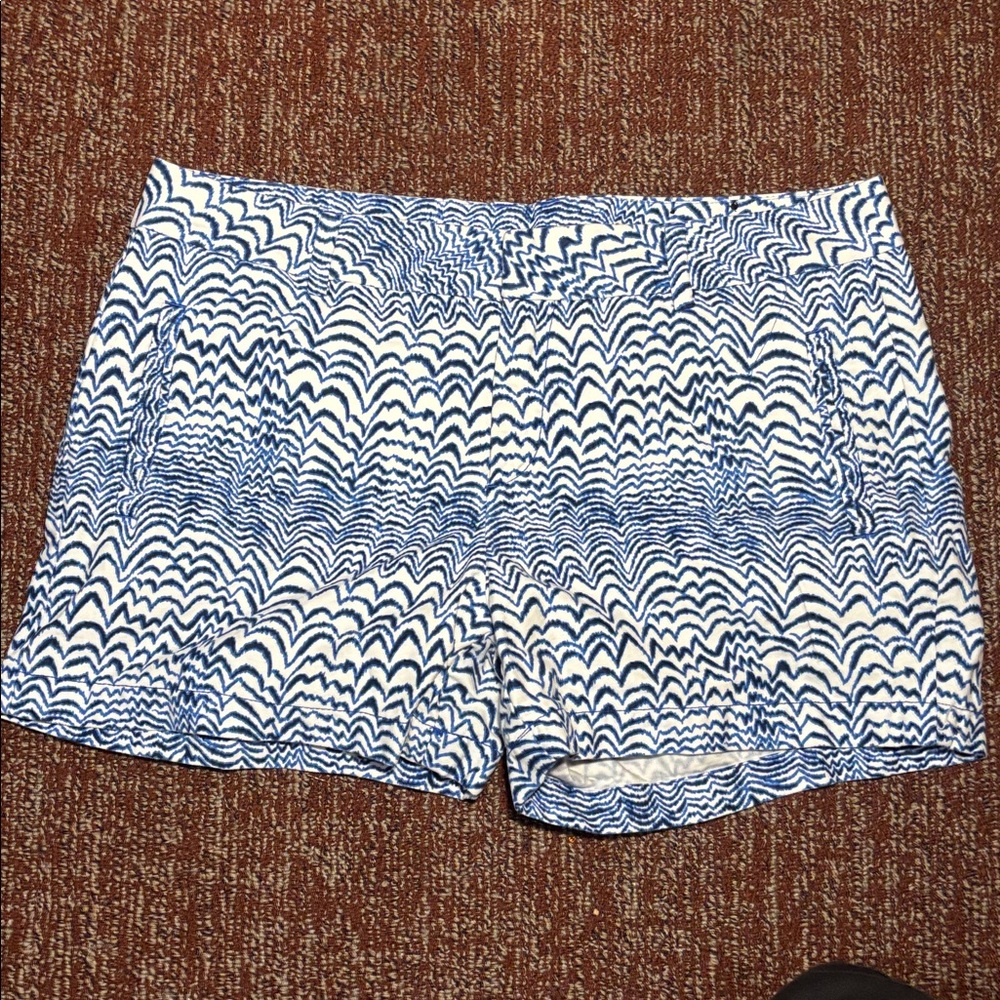 Stylus shorts boho blue white wave 100% cotton resort coast shorts 10
